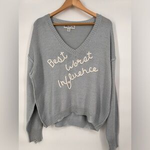 Wildfox Best Worst Influence Distressed Sweater